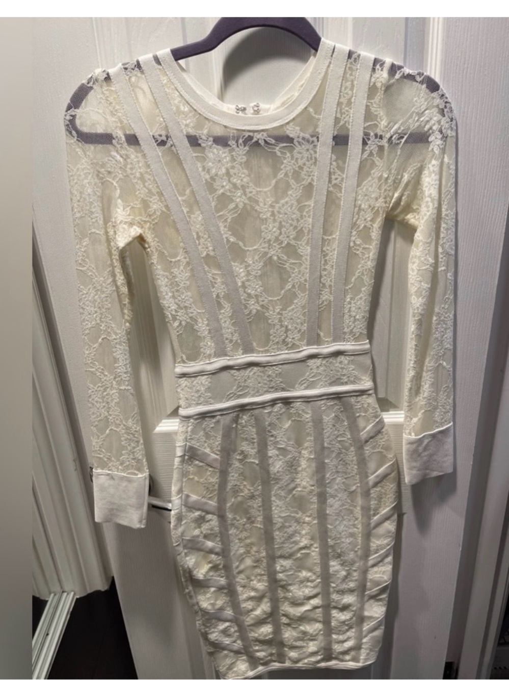 House of CB London White Lace Mesh Bandage Dress XS Cocktail Party